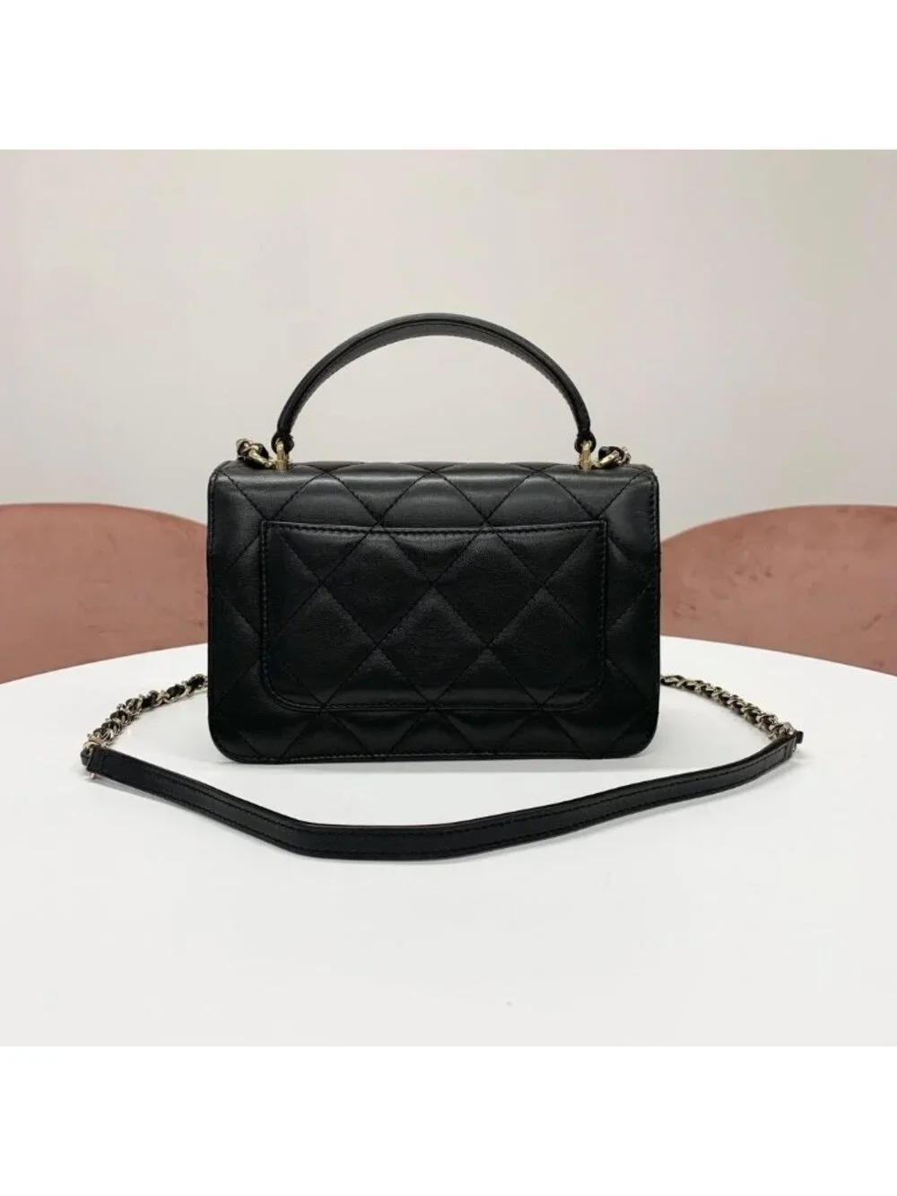 Chanel Top Handle CC Logo Quilted Lambskin